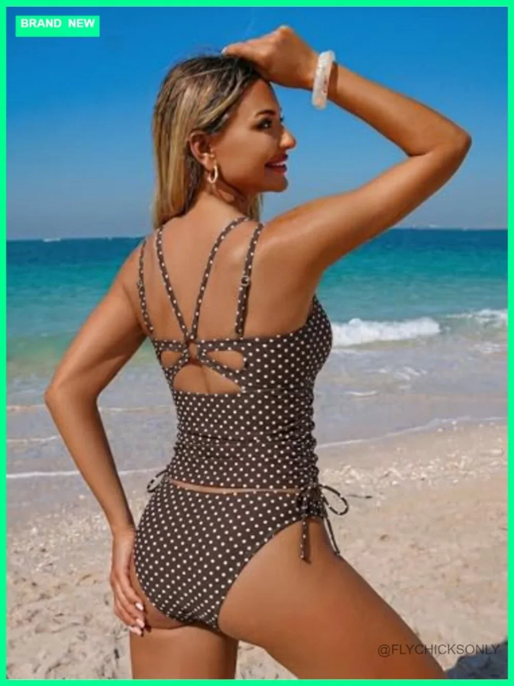 ZAFUL Tankini Two Piece Swimsuit Tummy Control V-Neck Spaghetti Strap Cheeky